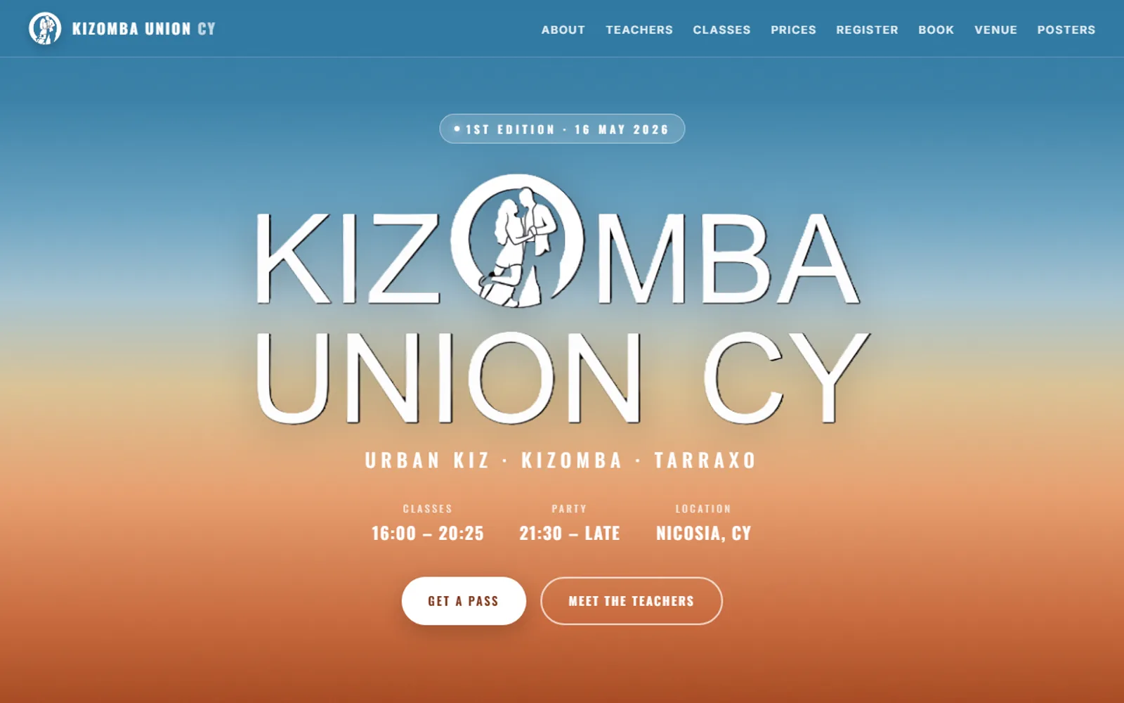 Screenshot of Kizomba Union CY landing page