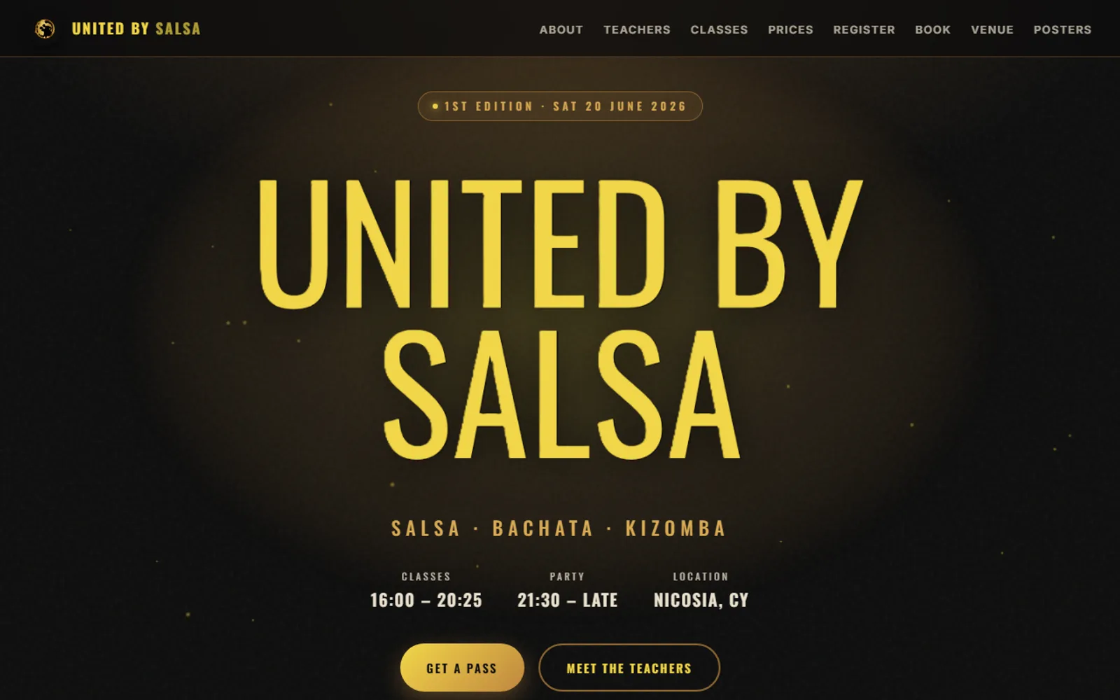 Screenshot of United by Salsa landing page